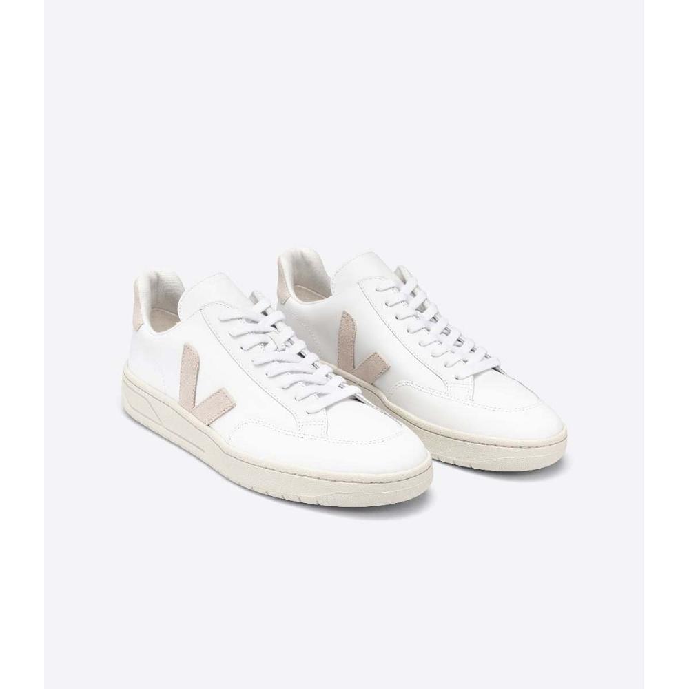 Veja V-12 LEATHER Tornacipő Férfi White/Pink | HU 342OKI